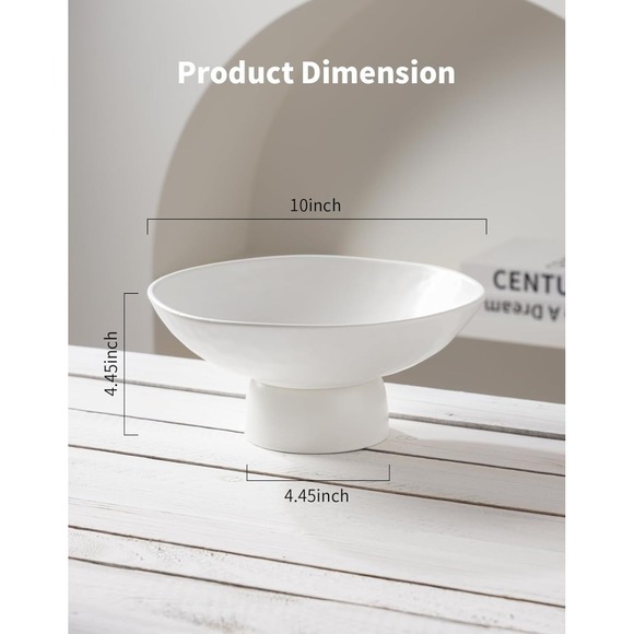 10" Ceramic Fruit Bowl with Stand White Modern - Picture 4 of 4